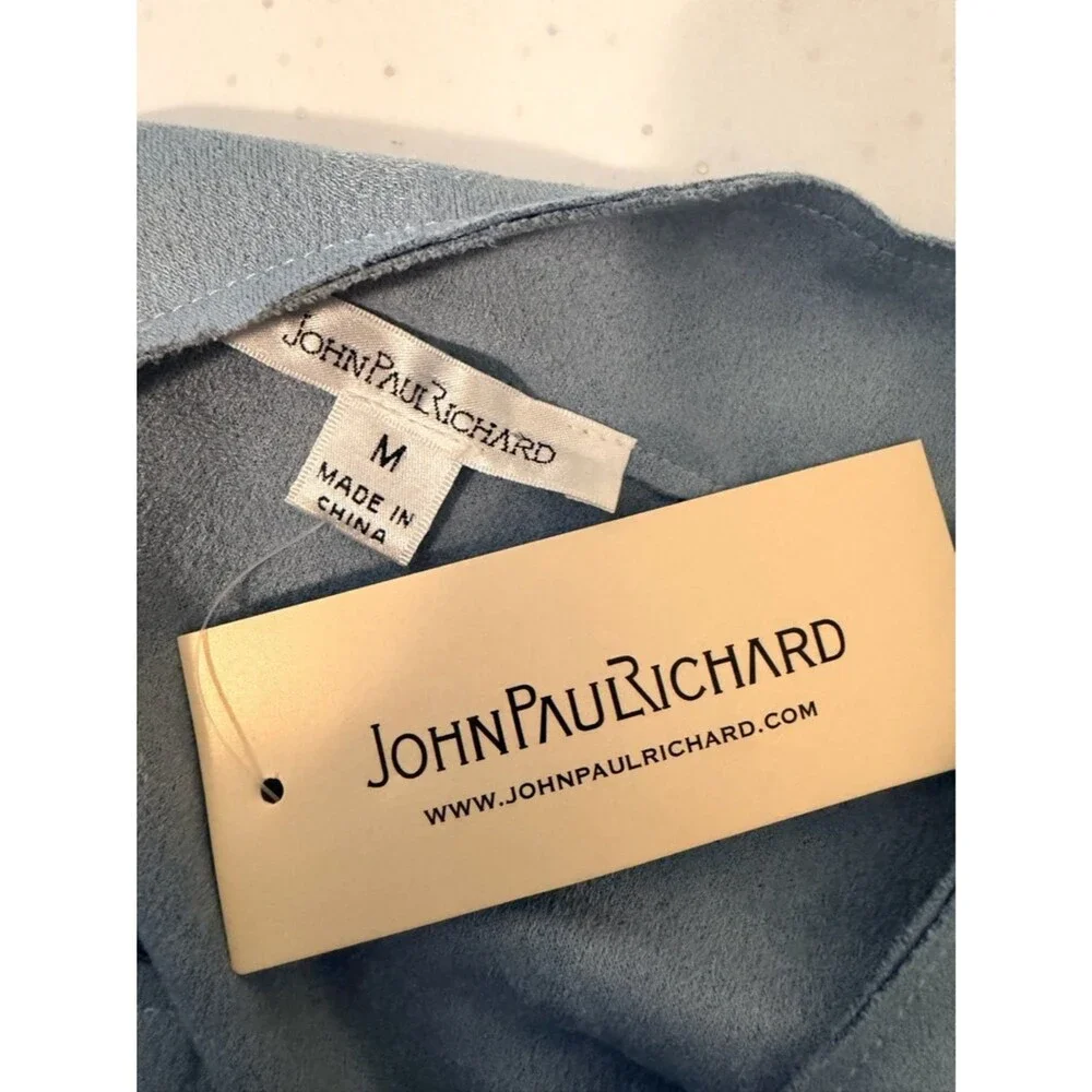 JohnPaulRichard Light Blue Suede Button-Front Jacket